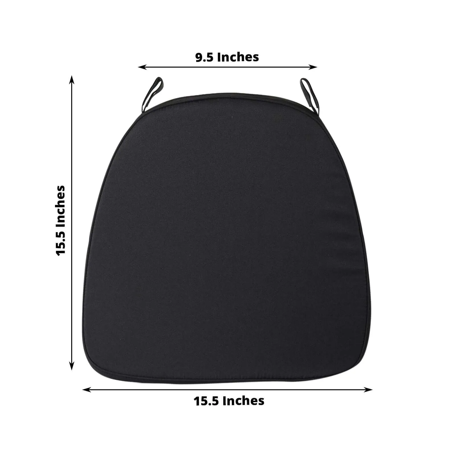 1.5" Thick Black Chiavari Chair Pad, Memory Foam Seat Cushion With Ties and Removable Cover