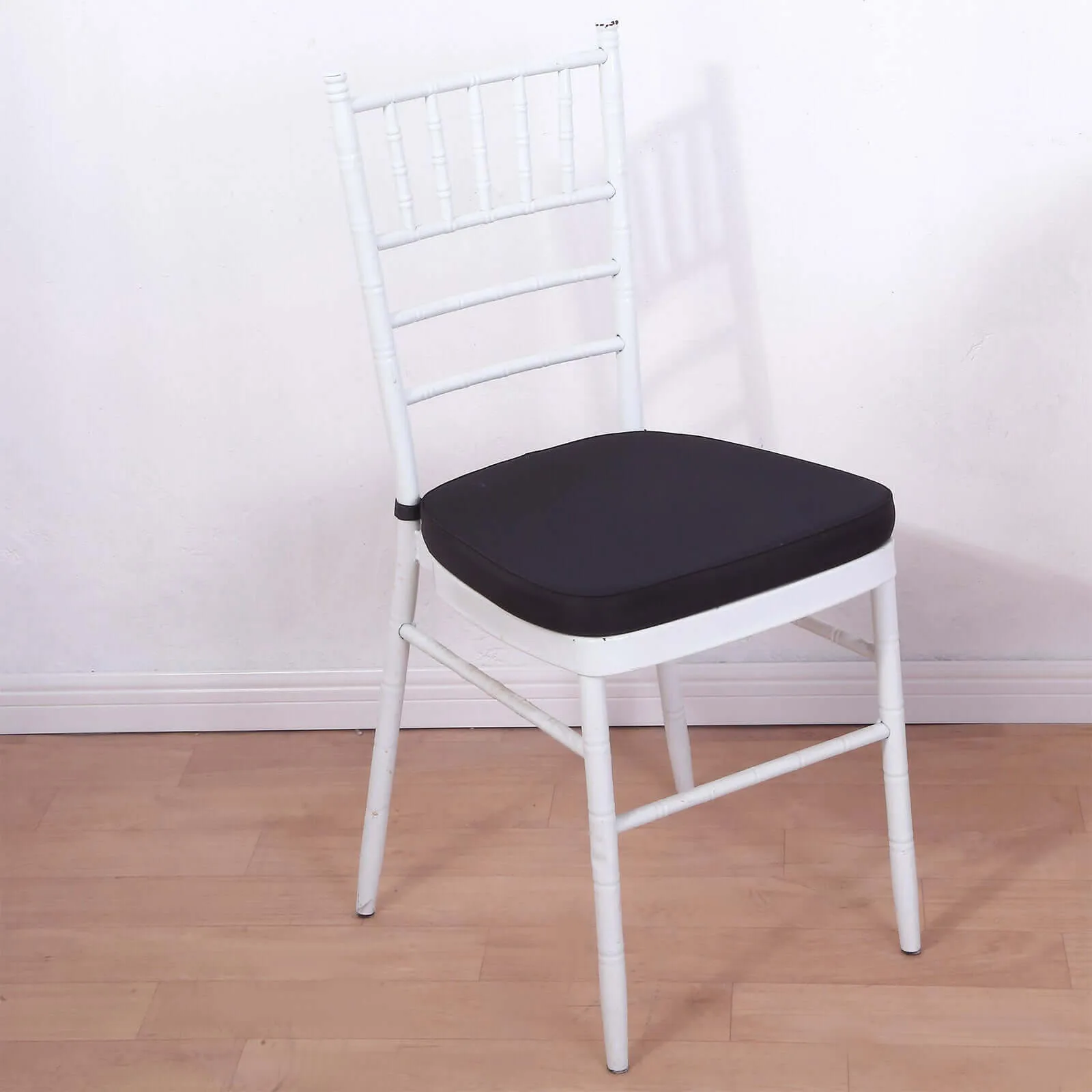 1.5" Thick Black Chiavari Chair Pad, Memory Foam Seat Cushion With Ties and Removable Cover