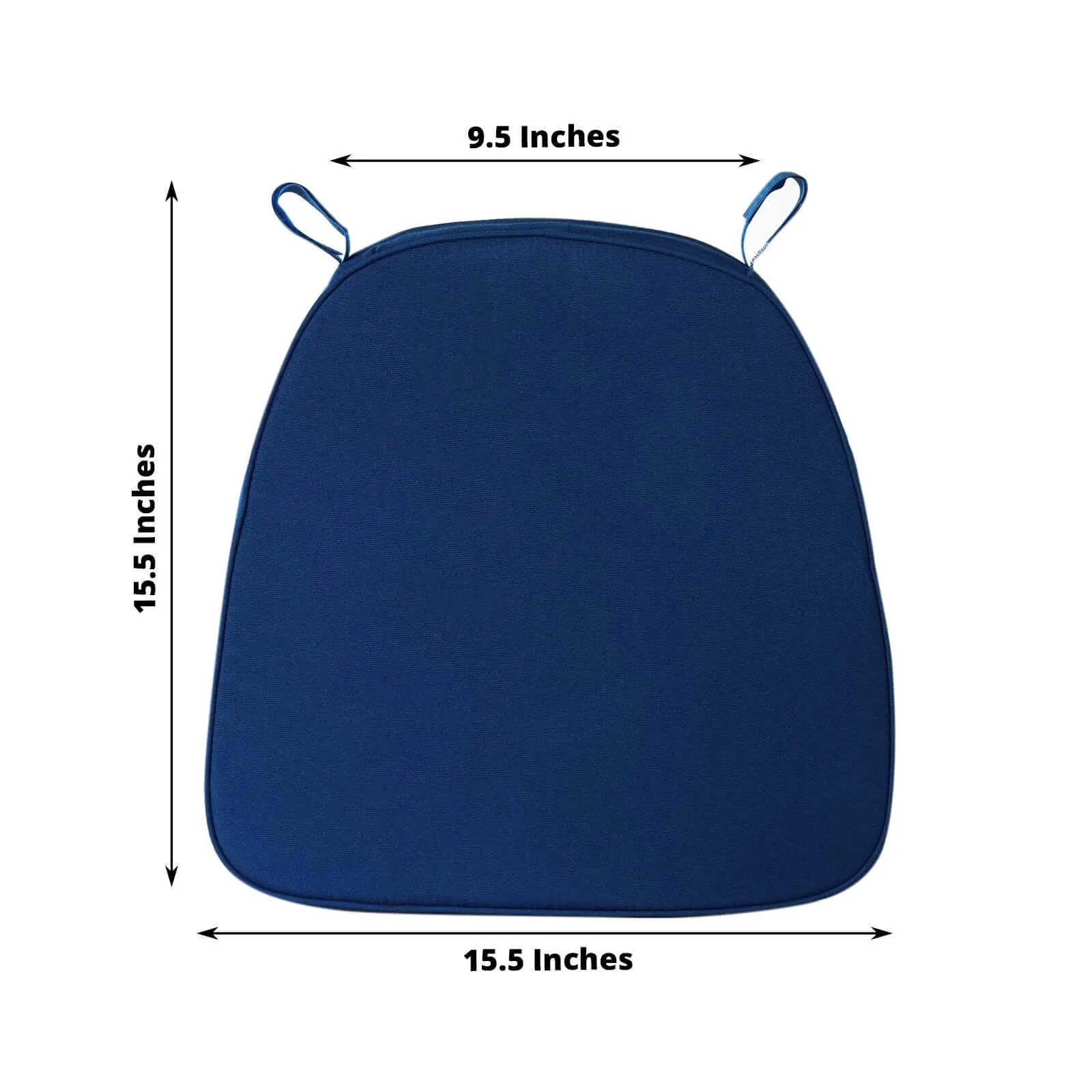 1.5" Thick Navy Blue Chiavari Chair Pad, Memory Foam Seat Cushion With Ties and Removable Cover