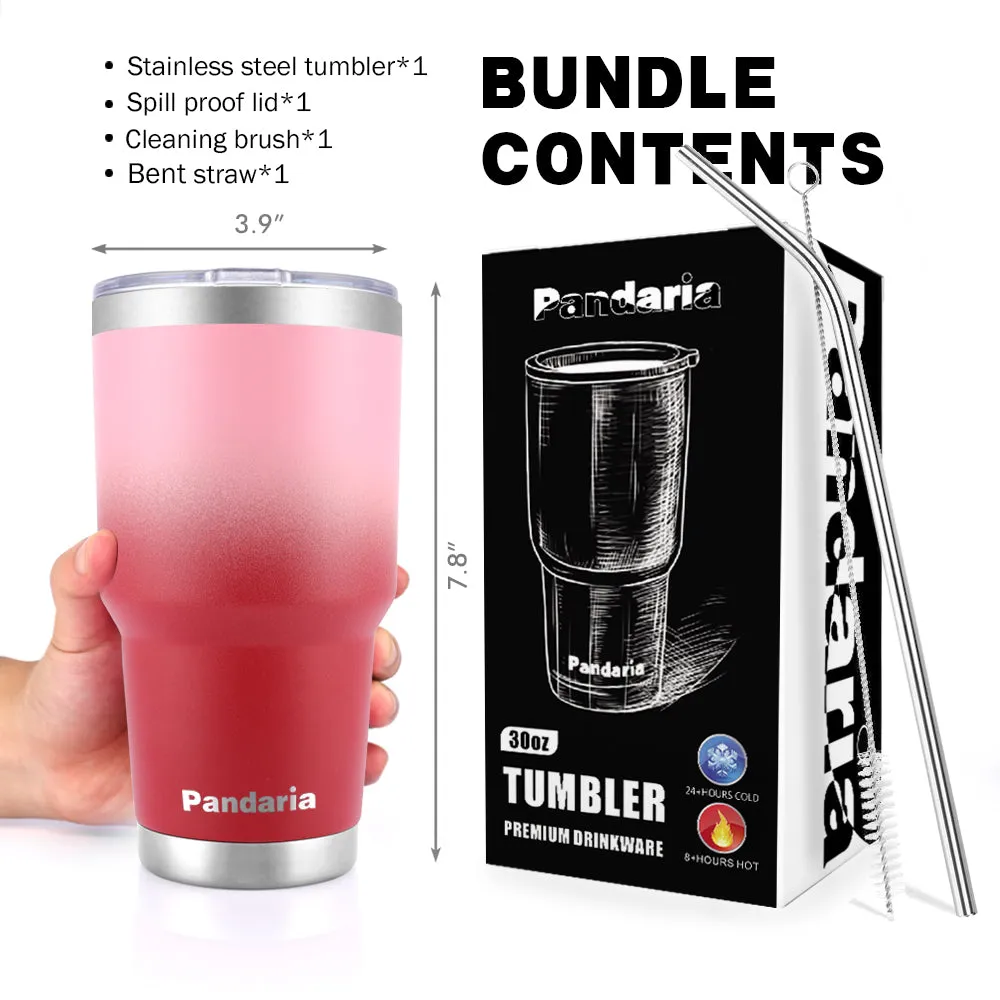 30oz Vacuum Insulated Tumbler Thermal Coffee Cup Large Travel Mug with Lid, Berry