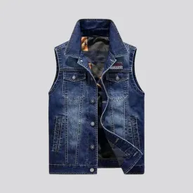 Average fit logo men's denim trucker vest