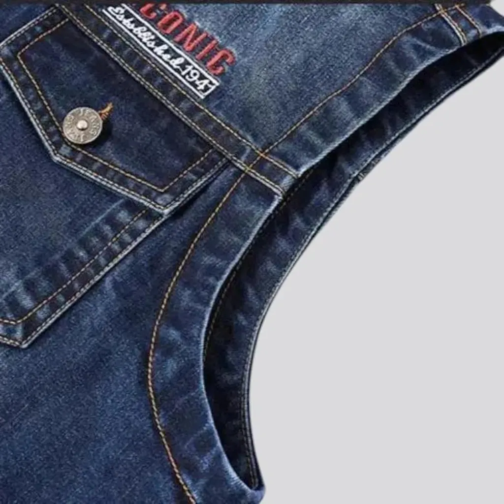 Average fit logo men's denim trucker vest