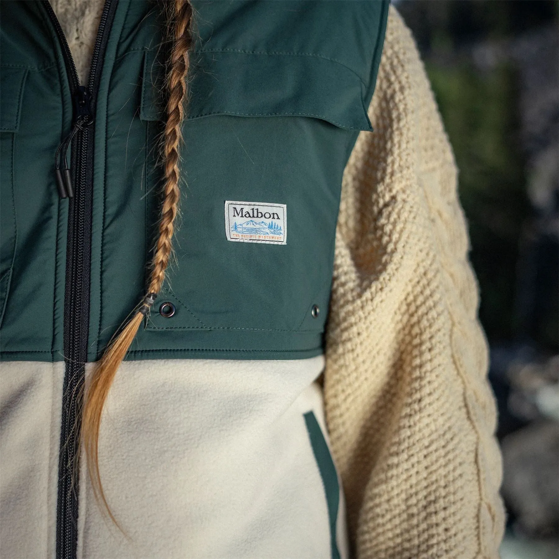 Backcountry Polar Fleece Vest Forest/Ivory - W24