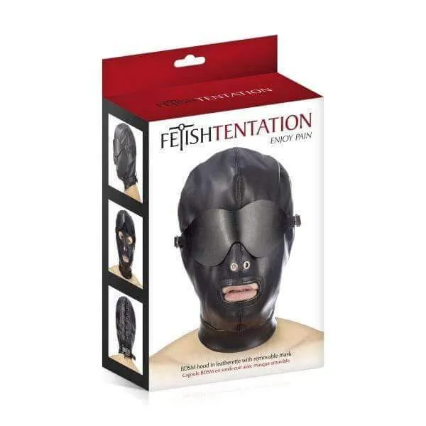 BDSM Hood in Leatherette with Removable Mask