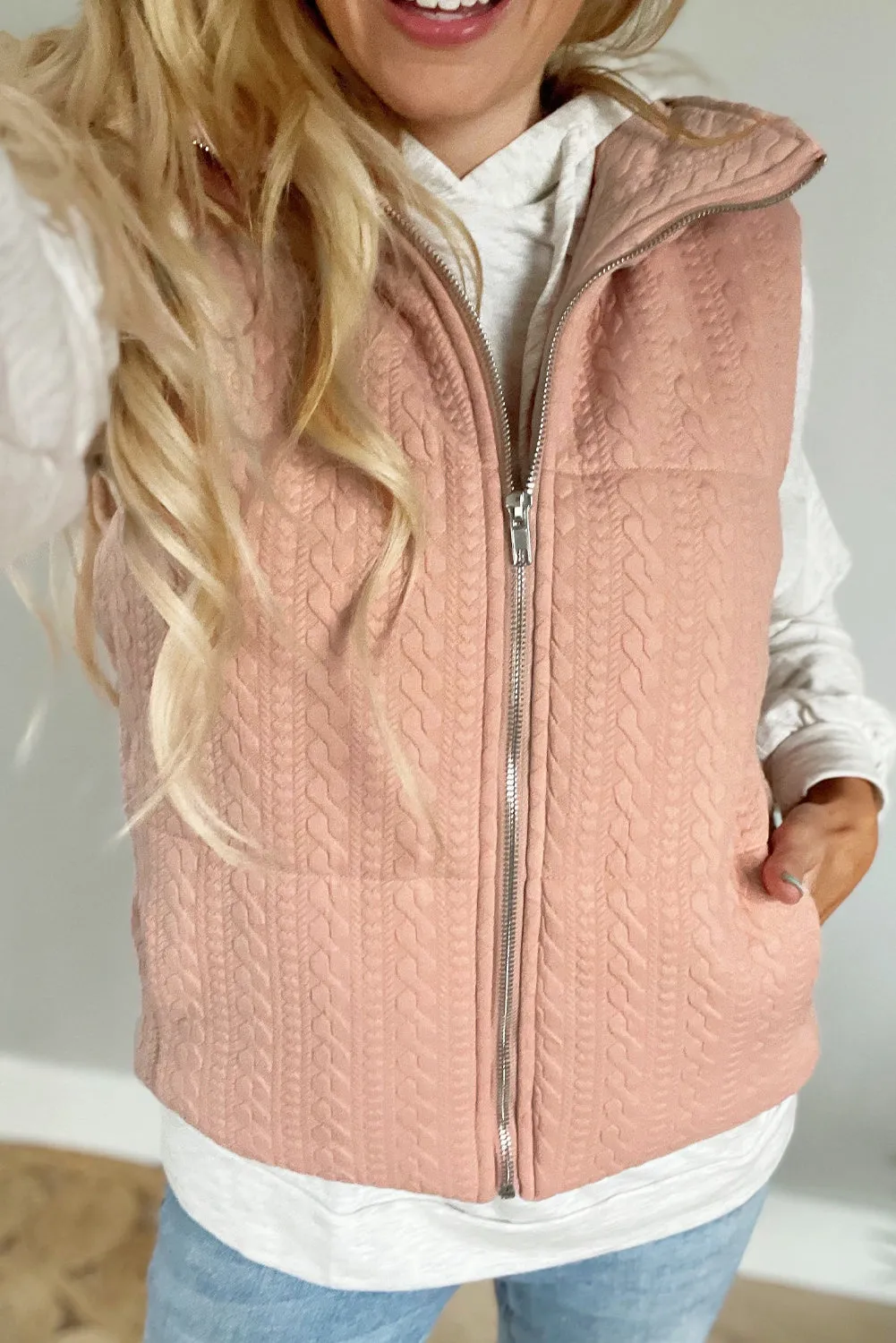 Cable Textured Vest Jacket
