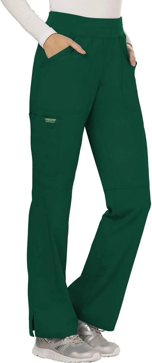 Cherokee Women Scrub Pant with Straight Leg Pull-on Pant Medical Bottom with 4 Pocket & 2-Way Stretch Fabric - WW110