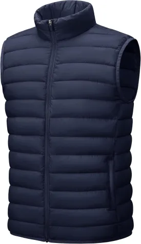 Cotrasen Men's Puffer Lightweight Vest Packable Outerwear Vest Warm Winter Outdoor Sleeveless Jacket for Travel Running