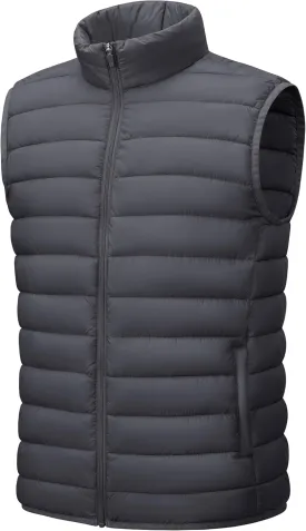 Cotrasen Men's Puffer Lightweight Vest Packable Outerwear Vest Warm Winter Outdoor Sleeveless Jacket for Travel Running