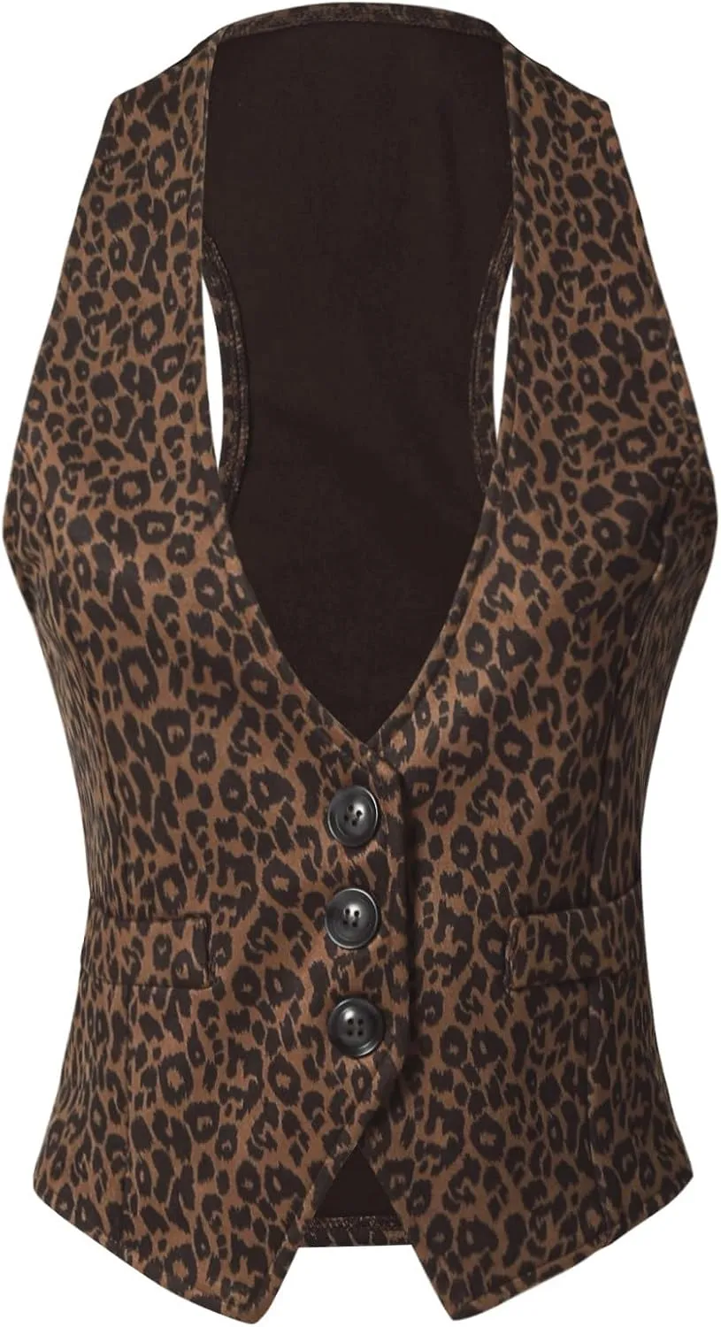 Design by Olivia Women's Dressy Casual Versatile Racerback Vest Tuxedo Suit Waistcoat