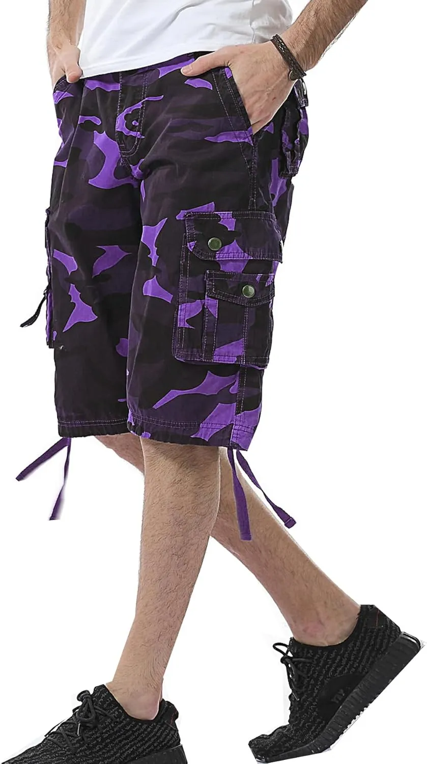 DONGD Mens Cargo Shorts Cotton Relaxed Fit Camouflage Camo Cargo Short