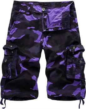 DONGD Mens Cargo Shorts Cotton Relaxed Fit Camouflage Camo Cargo Short