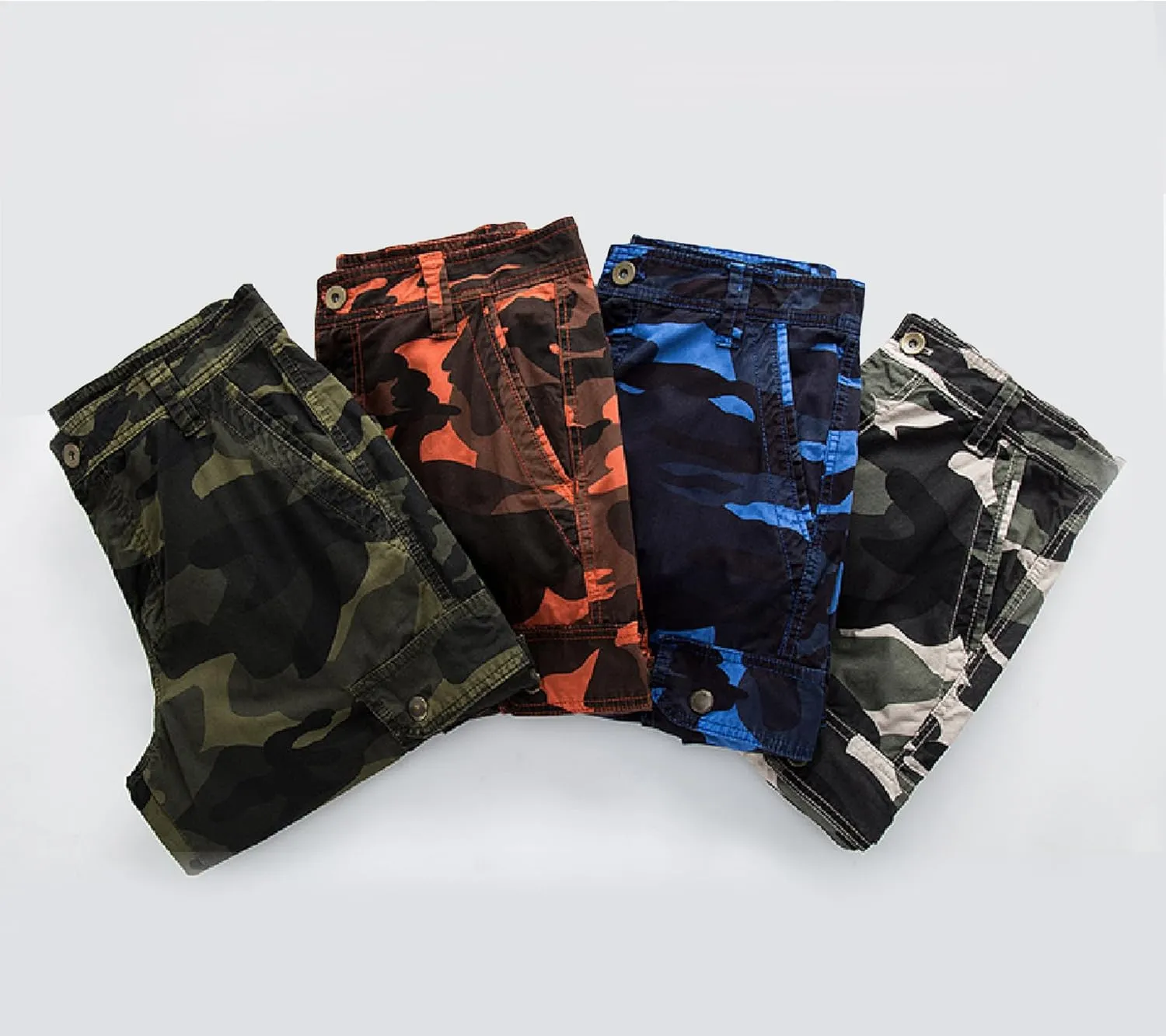 DONGD Mens Cargo Shorts Cotton Relaxed Fit Camouflage Camo Cargo Short