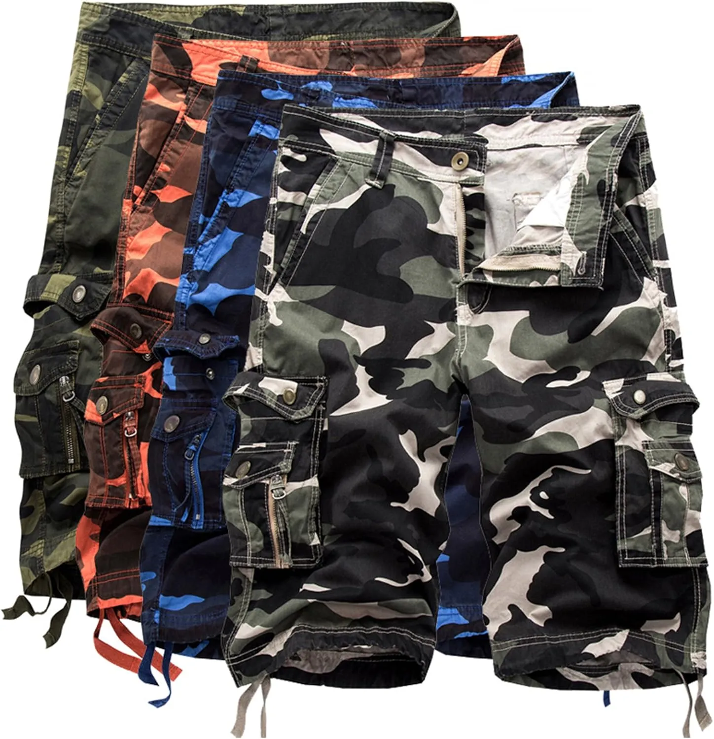 DONGD Mens Cargo Shorts Cotton Relaxed Fit Camouflage Camo Cargo Short