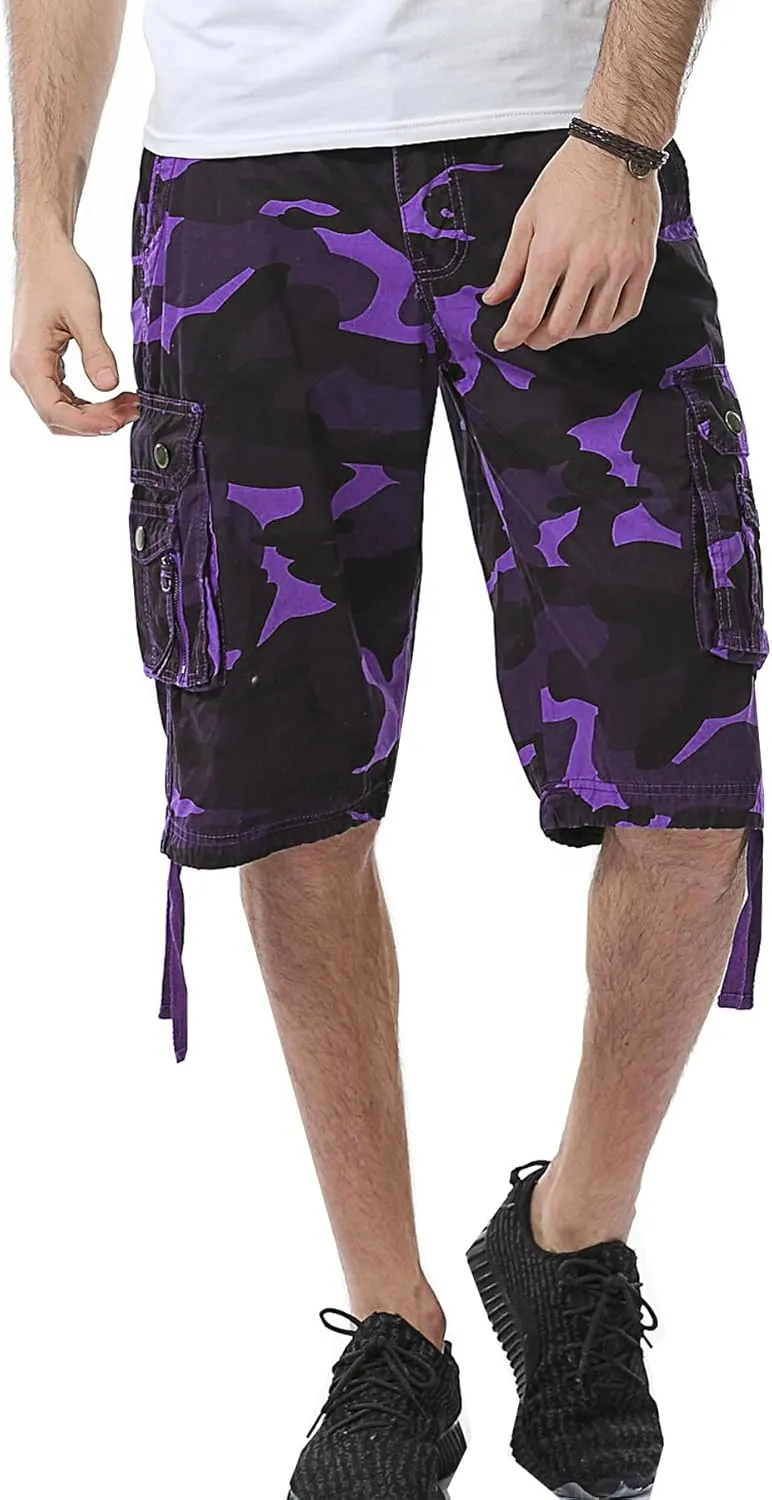 DONGD Mens Cargo Shorts Cotton Relaxed Fit Camouflage Camo Cargo Short