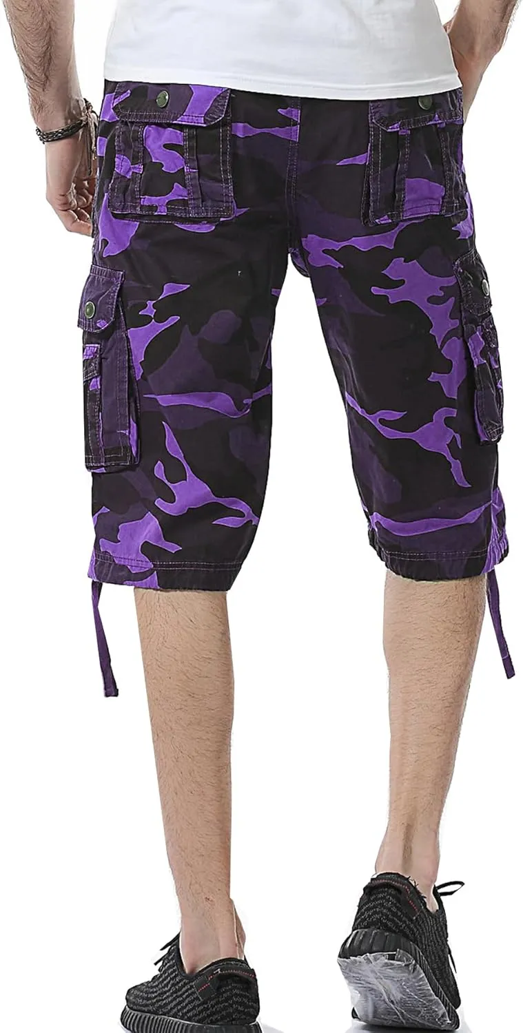 DONGD Mens Cargo Shorts Cotton Relaxed Fit Camouflage Camo Cargo Short