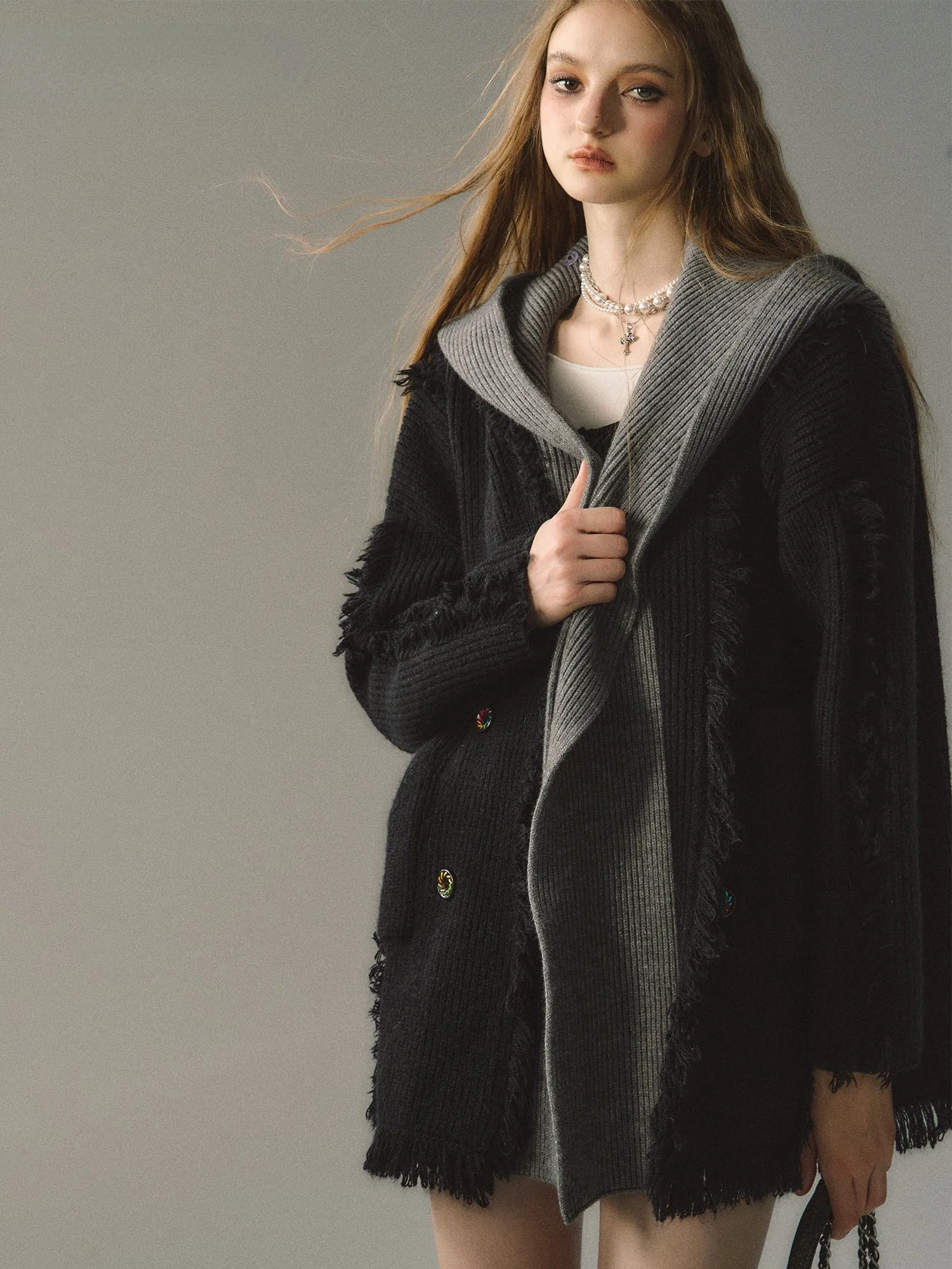 (Final Sale) Detachable Hood Knit Cardigan