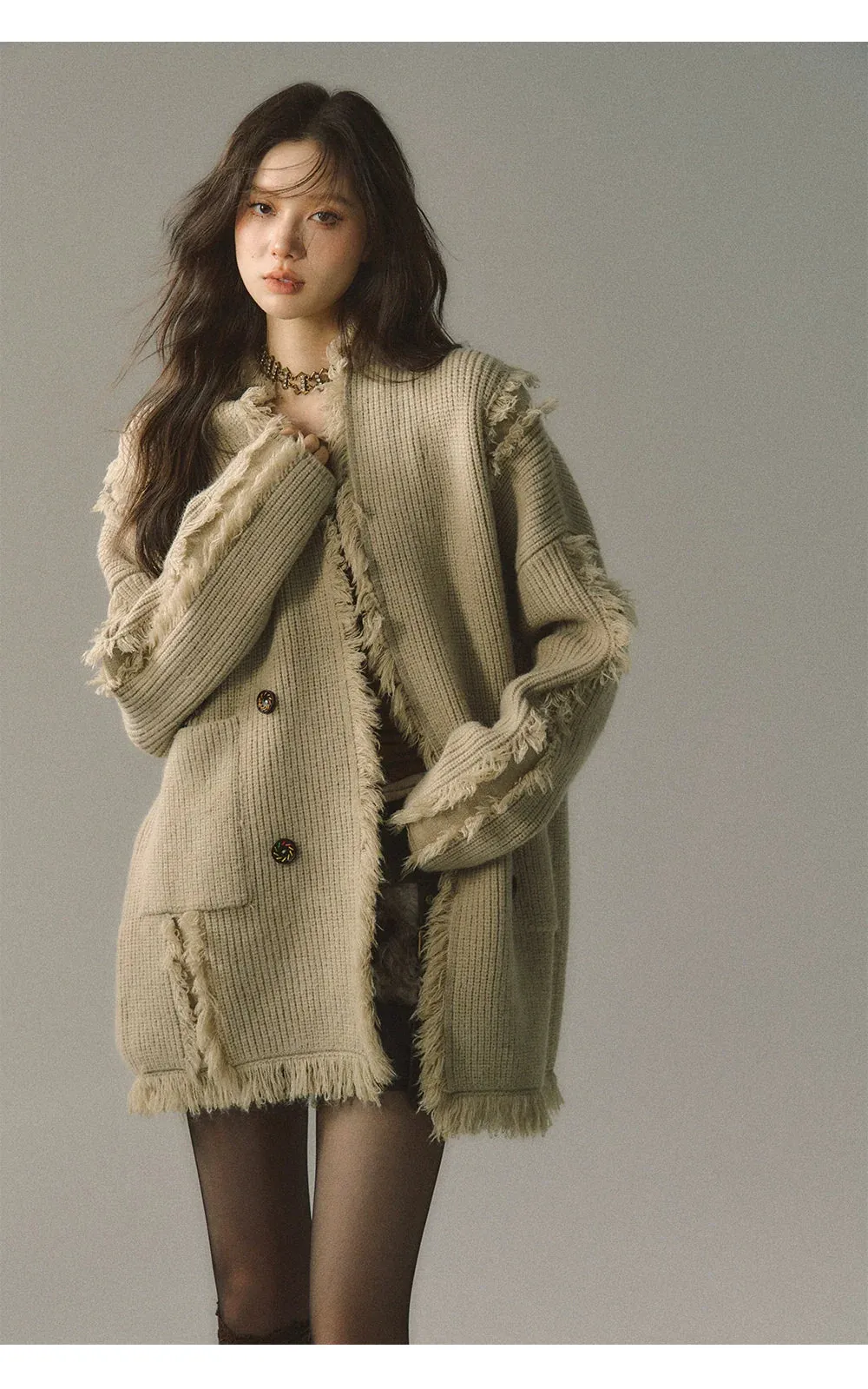 (Final Sale) Detachable Hood Knit Cardigan