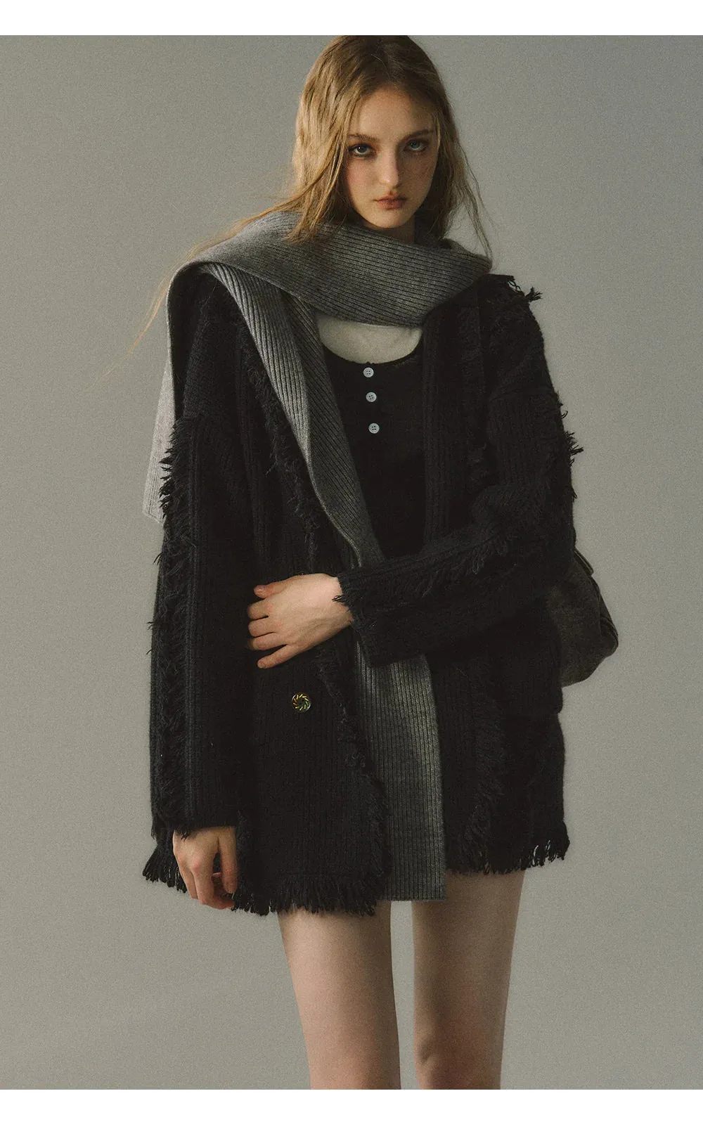 (Final Sale) Detachable Hood Knit Cardigan