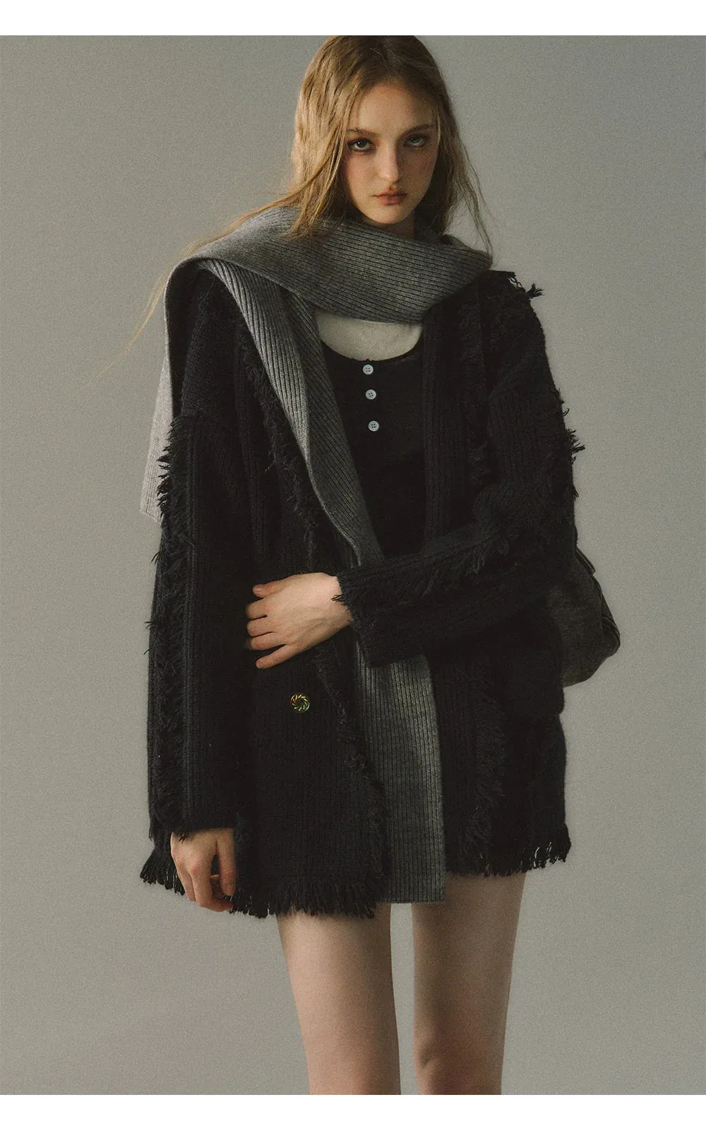 (Final Sale) Detachable Hood Knit Cardigan