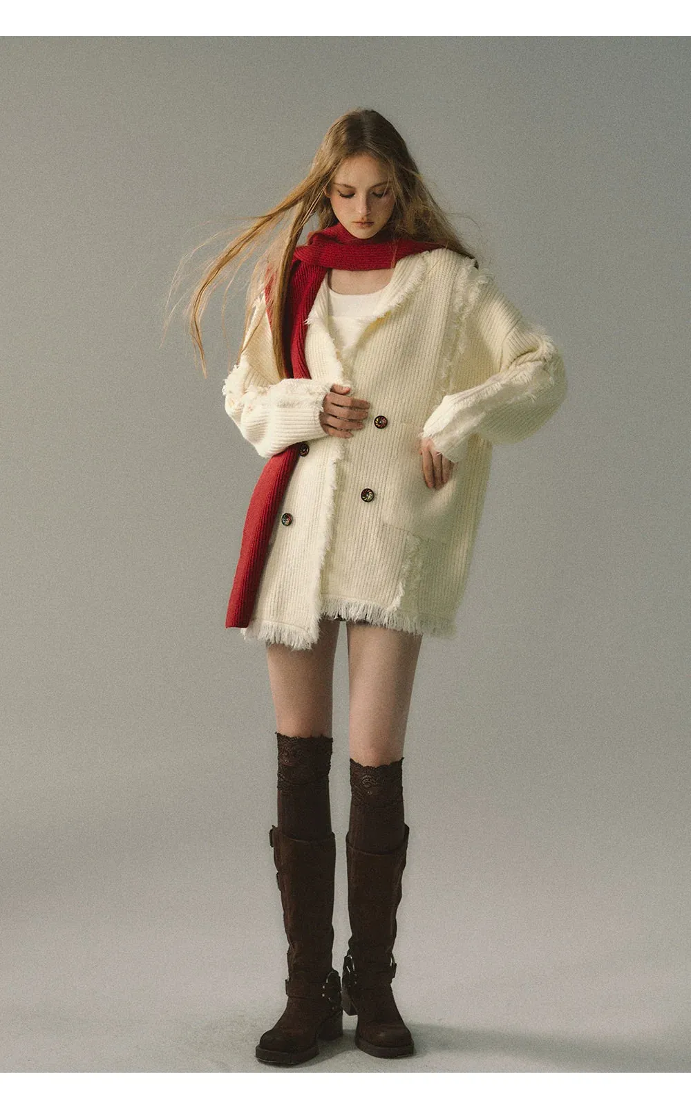(Final Sale) Detachable Hood Knit Cardigan