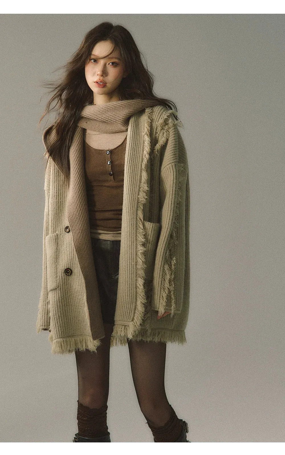 (Final Sale) Detachable Hood Knit Cardigan