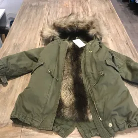 Gap Cotton Khaki removable fur lining hood Winterjacket 3T
