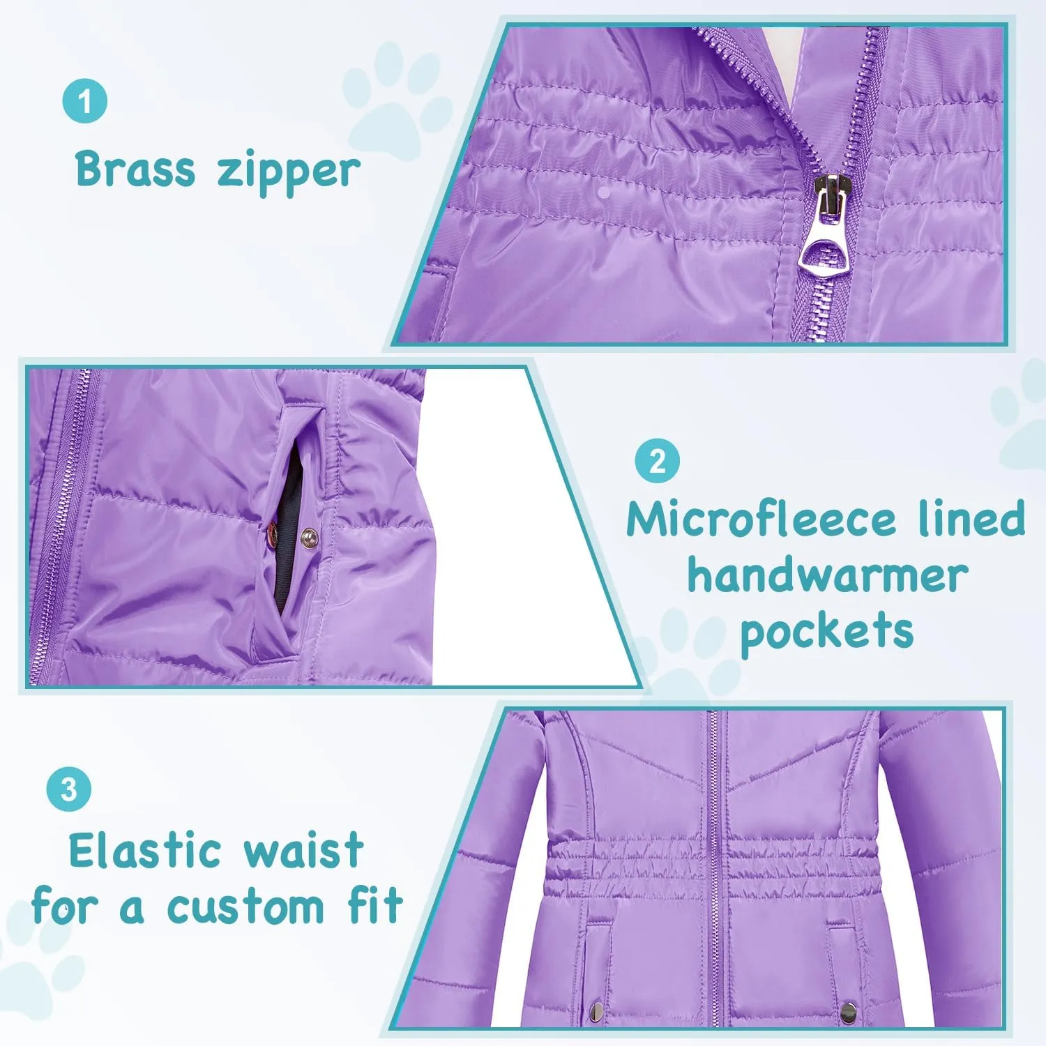 Garemcy Girls Winter Coat Long Warm Waterproof Fleece Lined Puffer Jacket With Detachable Hood & Fur Trim