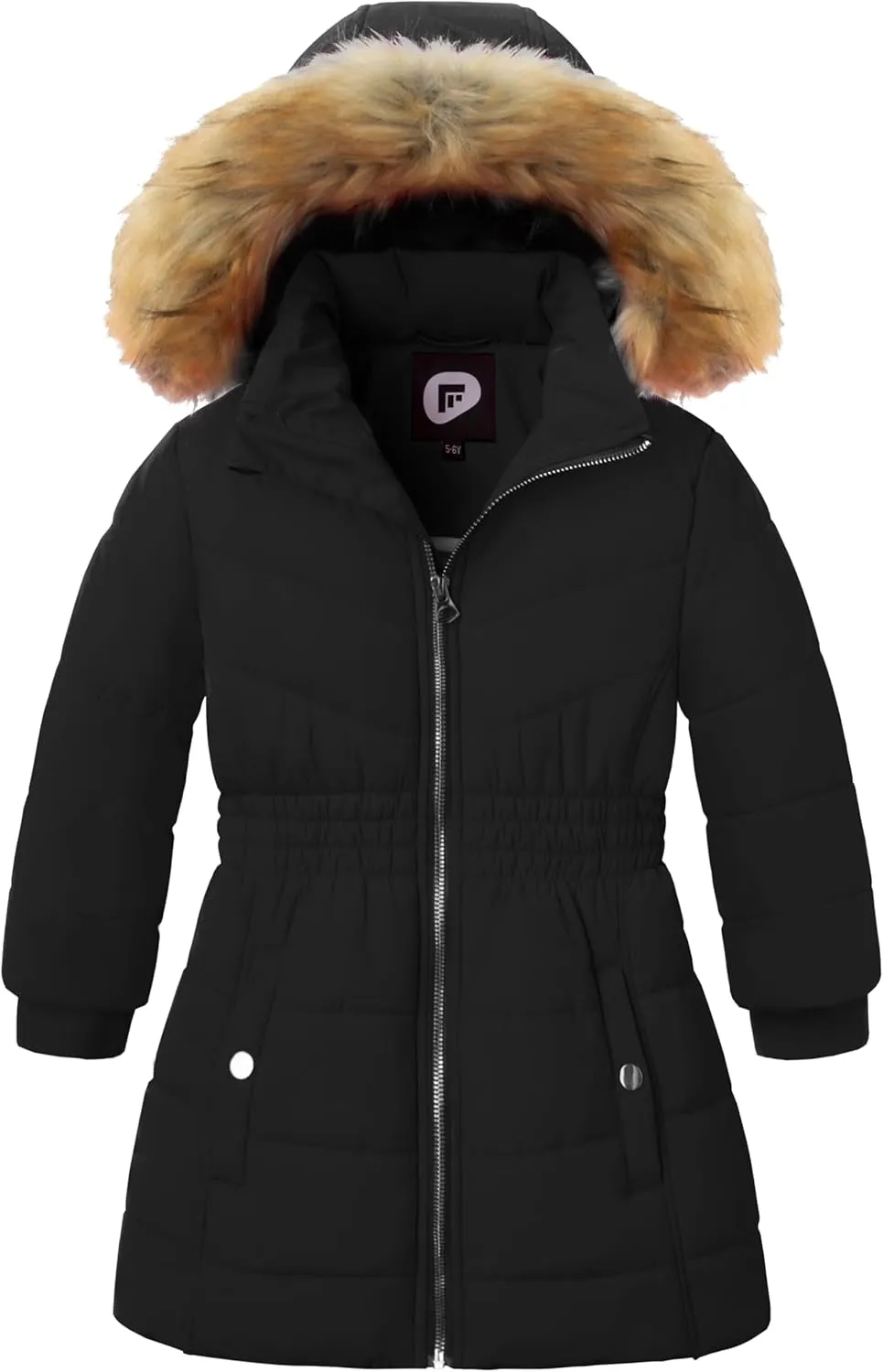 Garemcy Girls Winter Coat Long Warm Waterproof Fleece Lined Puffer Jacket With Detachable Hood & Fur Trim