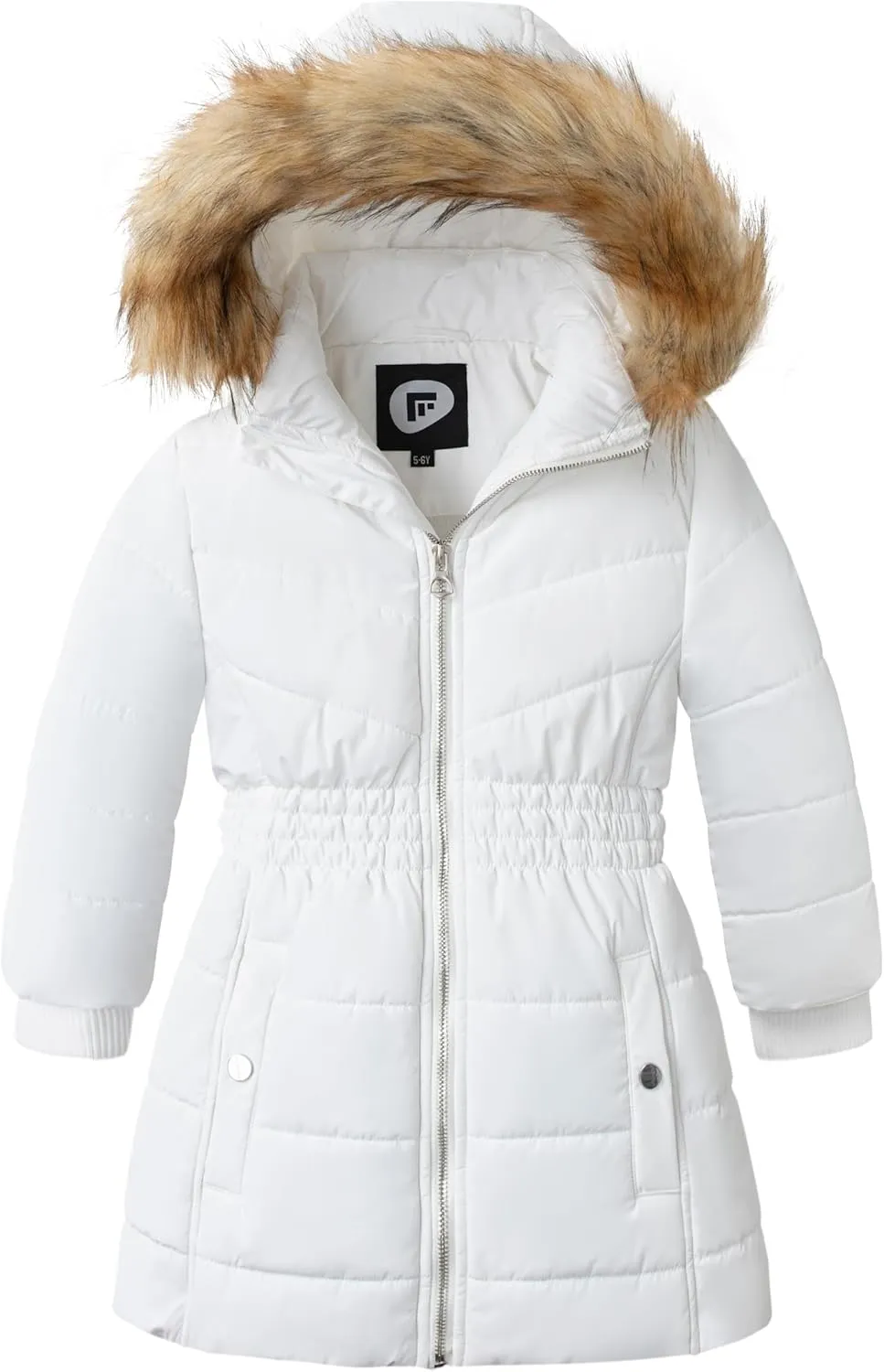 Garemcy Girls Winter Coat Long Warm Waterproof Fleece Lined Puffer Jacket With Detachable Hood & Fur Trim