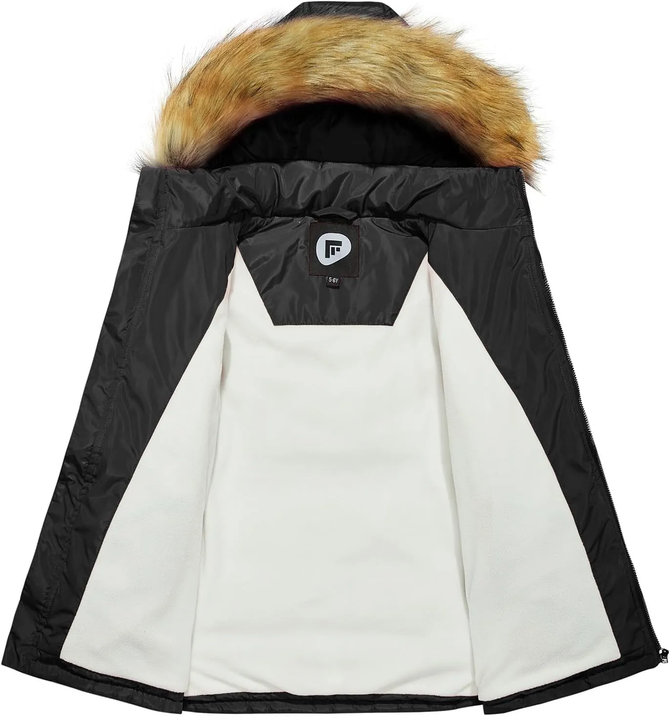 Garemcy Girls Winter Coat Long Warm Waterproof Fleece Lined Puffer Jacket With Detachable Hood & Fur Trim