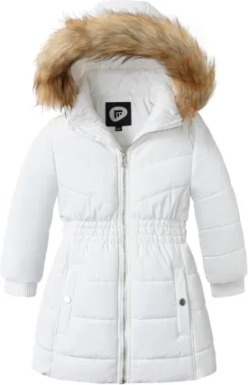Garemcy Girls Winter Coat Long Warm Waterproof Fleece Lined Puffer Jacket With Detachable Hood & Fur Trim