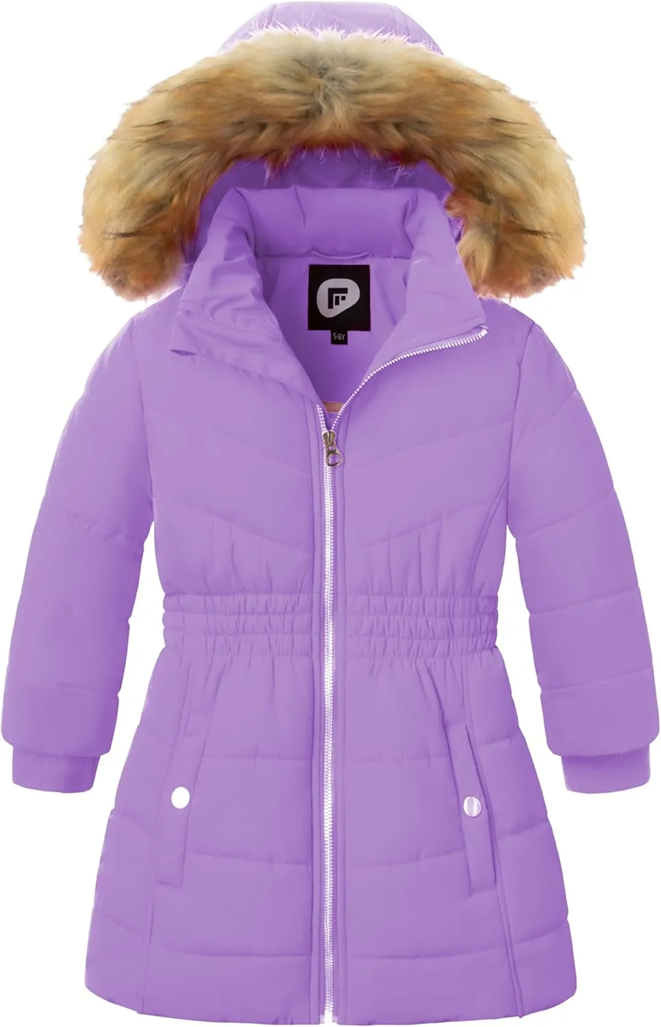 Garemcy Girls Winter Coat Long Warm Waterproof Fleece Lined Puffer Jacket With Detachable Hood & Fur Trim
