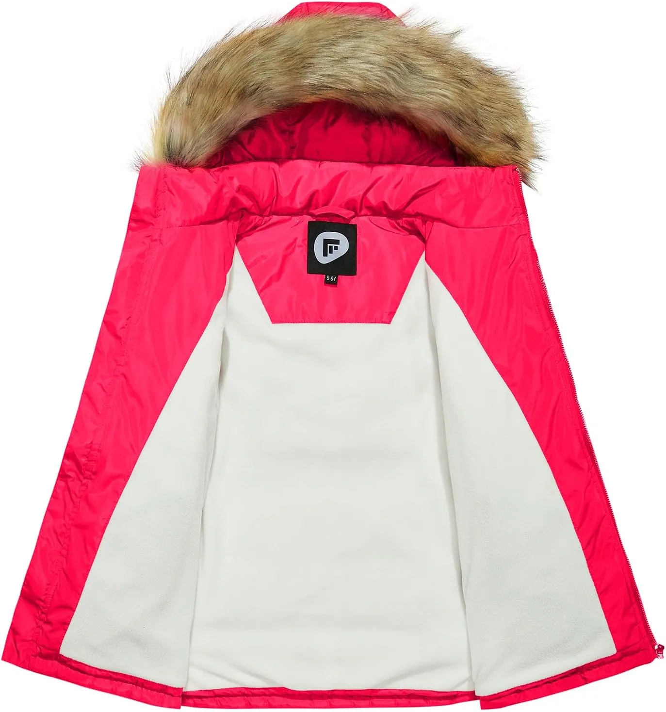 Garemcy Girls Winter Coat Long Warm Waterproof Fleece Lined Puffer Jacket With Detachable Hood & Fur Trim