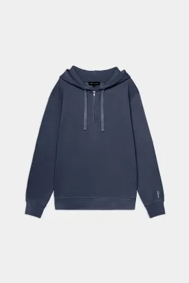 Half Zip Print Detail Relaxed Fit Hoodie