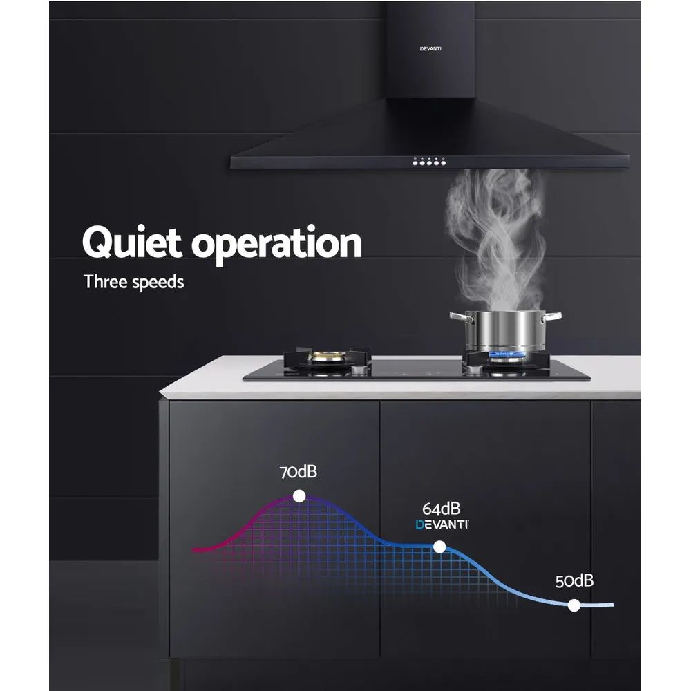 High Suction 900mm Range Hood, LED Light, 3-Speed Devanti