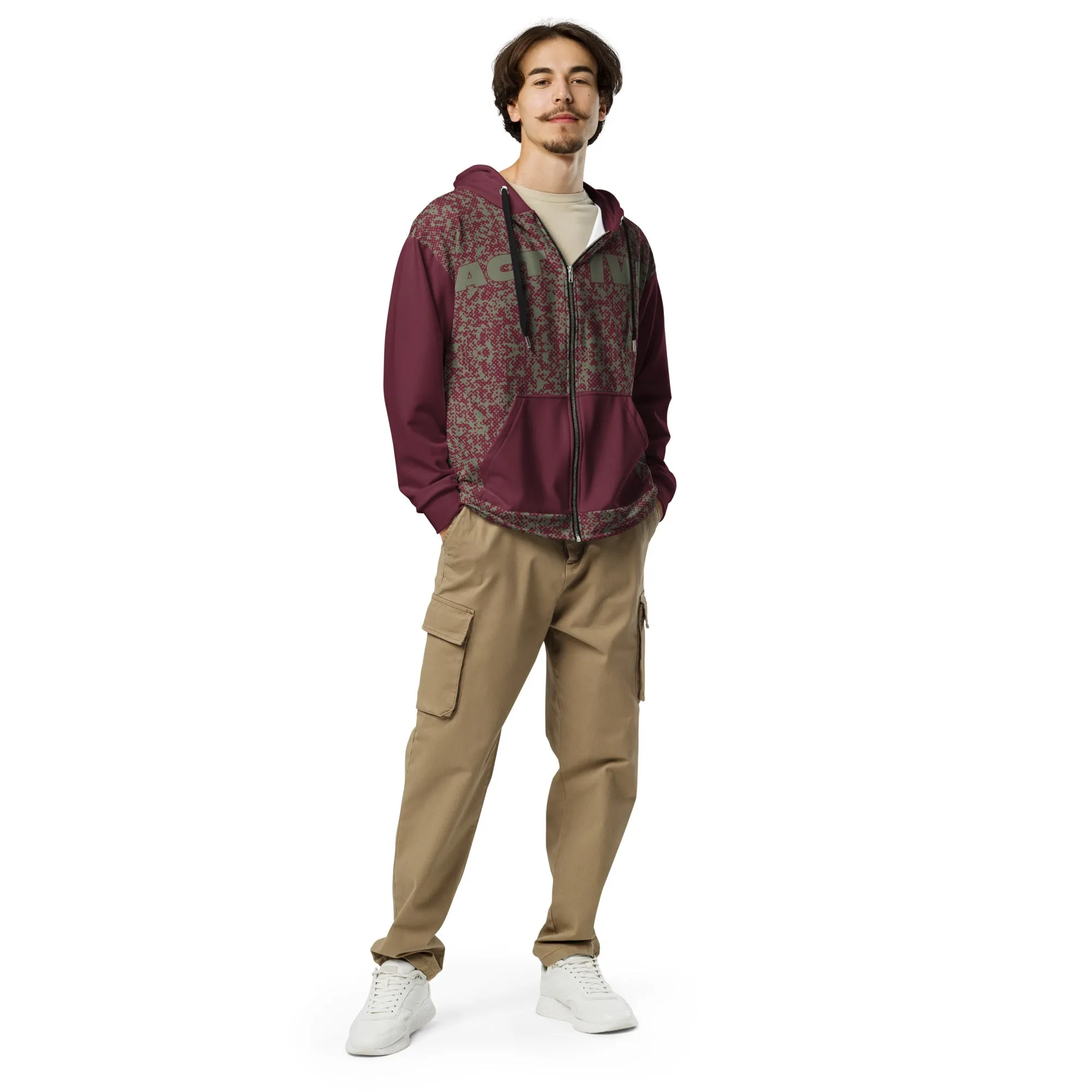 Humble Sportswear™ Men's Burgundy Active Zip Hoodie