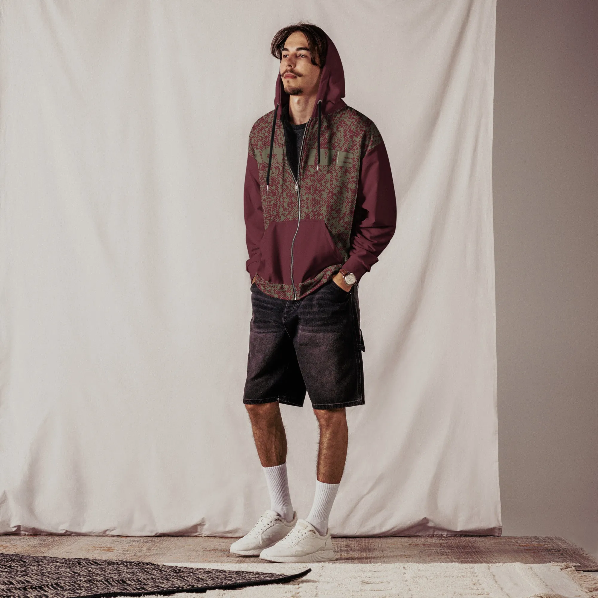 Humble Sportswear™ Men's Burgundy Active Zip Hoodie
