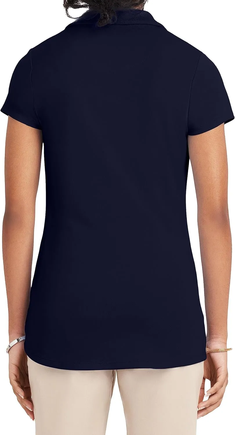 IZOD Juniors Uniform Short Sleeve Polo Shirt, Button Closure, Moisture Wicking Performance Material & Fade Resistant