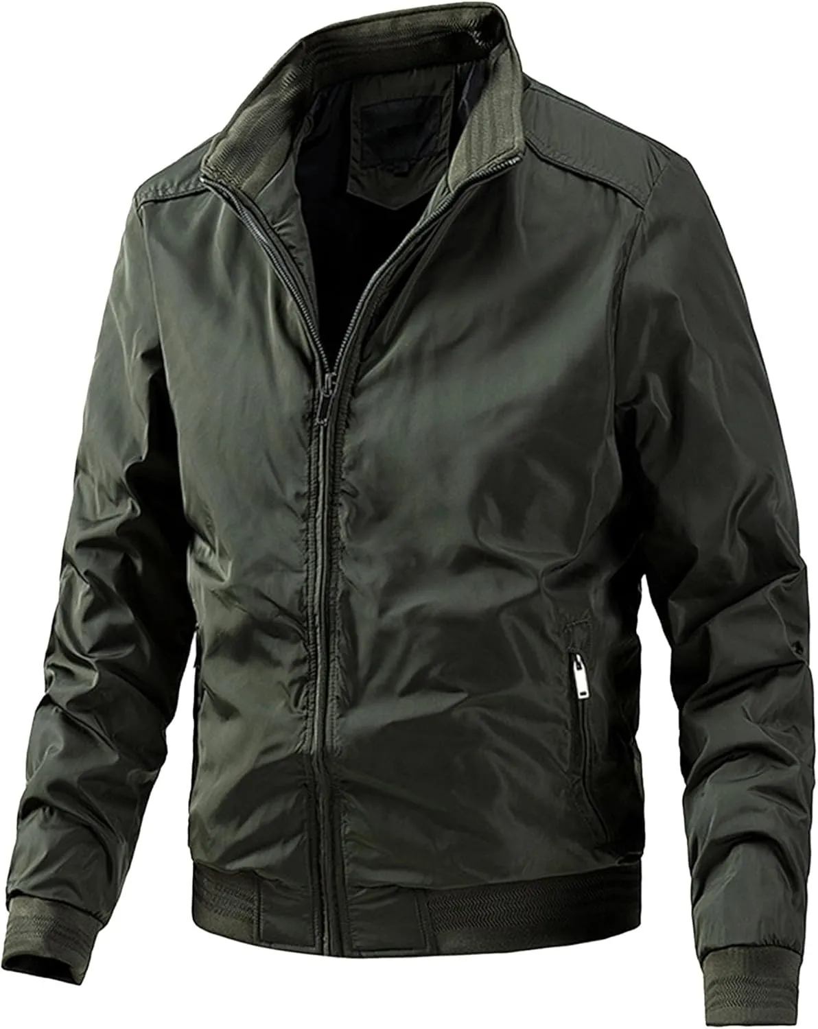 JEsilunmaMY Men's Outdoor Cotton Bomber Jacket Full Zip Windproof Windbreaker Military Jackets Warm Winter Padded Coats