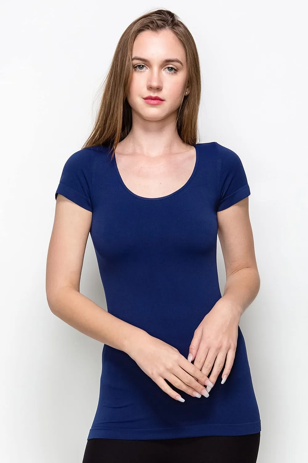 Kurve Scoop Neck Cap Sleeve Seamless Top, UV Protective Fabric UPF 50  (Made with Love in The USA)