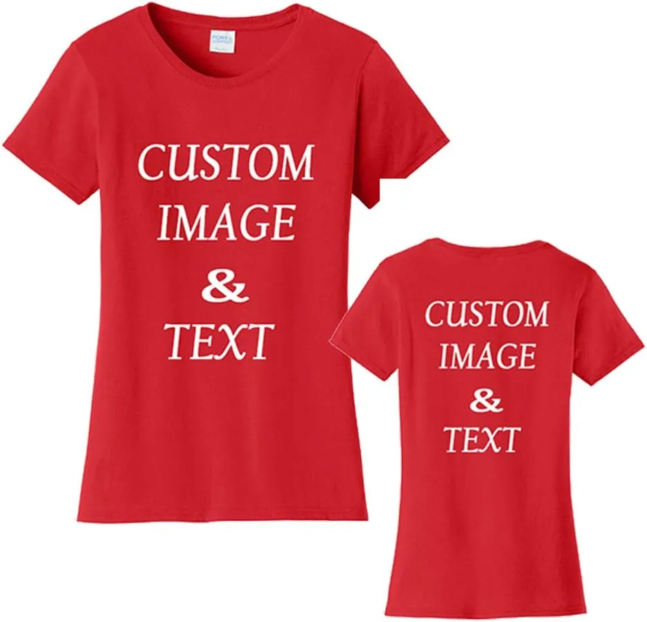 Ladies Customized Fan Tee Shirt, Design Your Own by Uploading Photos, Text, Logos Or Any Design, Custom Gifts