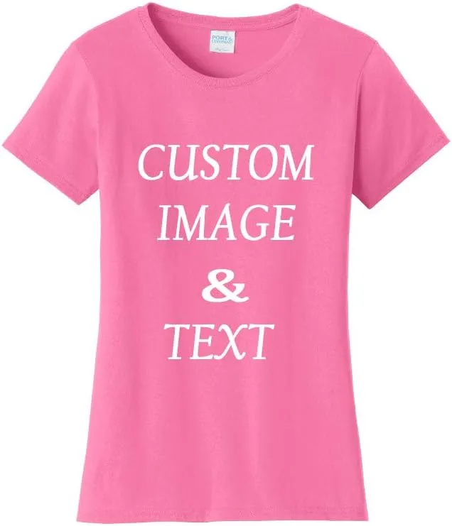 Ladies Customized Fan Tee Shirt, Design Your Own by Uploading Photos, Text, Logos Or Any Design, Custom Gifts