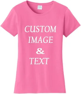 Ladies Customized Fan Tee Shirt, Design Your Own by Uploading Photos, Text, Logos Or Any Design, Custom Gifts