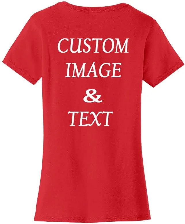 Ladies Customized Fan Tee Shirt, Design Your Own by Uploading Photos, Text, Logos Or Any Design, Custom Gifts