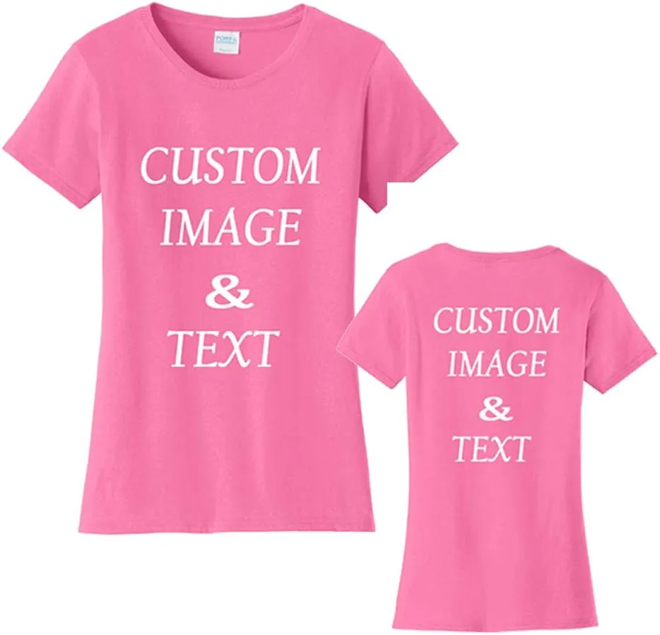 Ladies Customized Fan Tee Shirt, Design Your Own by Uploading Photos, Text, Logos Or Any Design, Custom Gifts