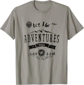 Let The Adventures Begin T Shirt Travel The World Design