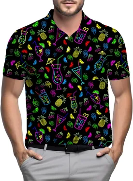 Mens Polo Shirt Retro 80s 90s Golf Tennis Sport T-ShirtSoft Breathable Elastic Fabric Short Sleeve