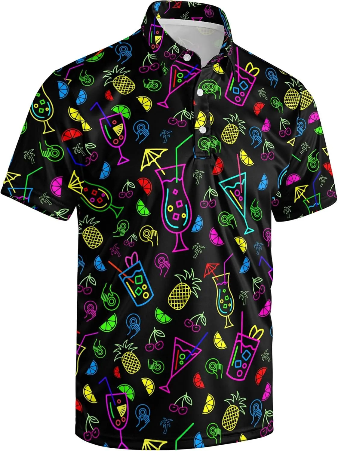 Mens Polo Shirt Retro 80s 90s Golf Tennis Sport T-ShirtSoft Breathable Elastic Fabric Short Sleeve