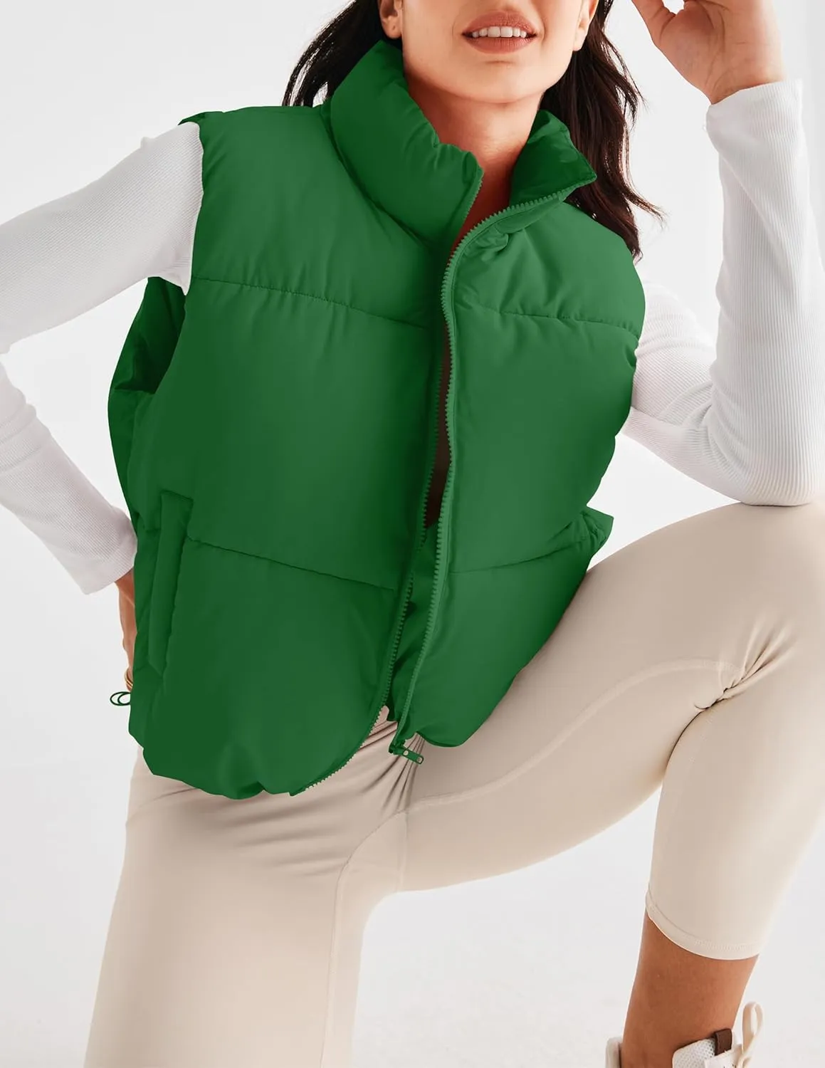 MEROKEETY Womens Puffer Vest Stand Collar Zip Up Sleeveless Padded Gilet Coat with Pockets