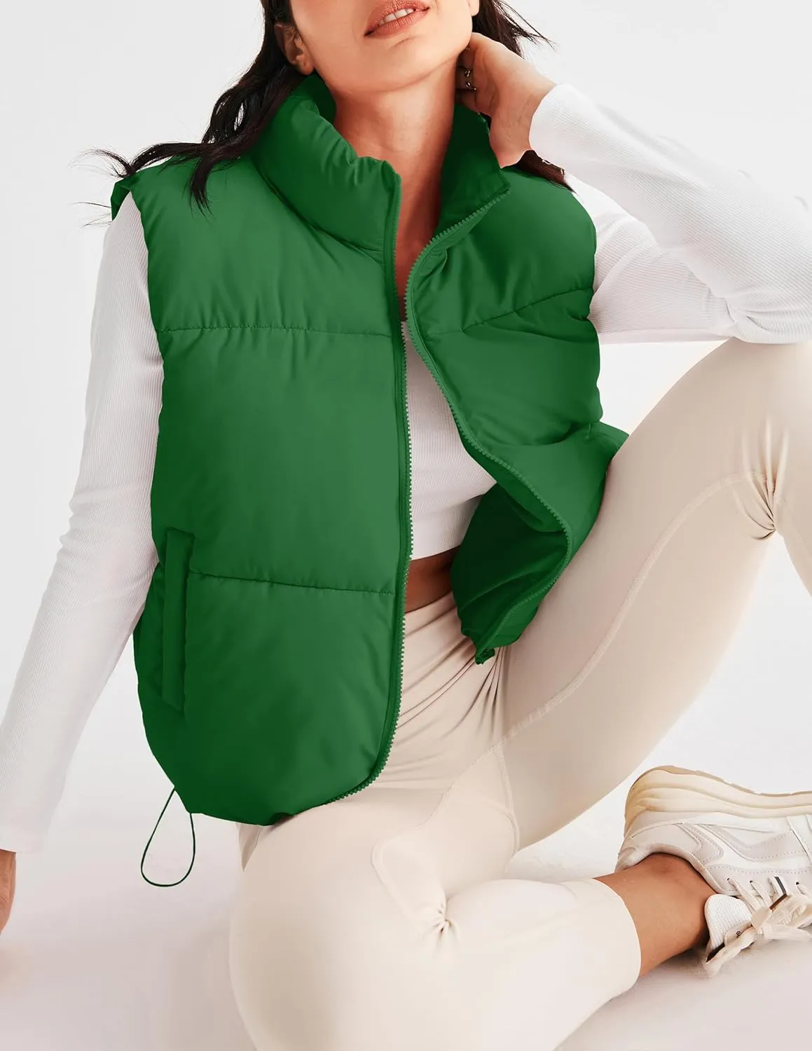 MEROKEETY Womens Puffer Vest Stand Collar Zip Up Sleeveless Padded Gilet Coat with Pockets